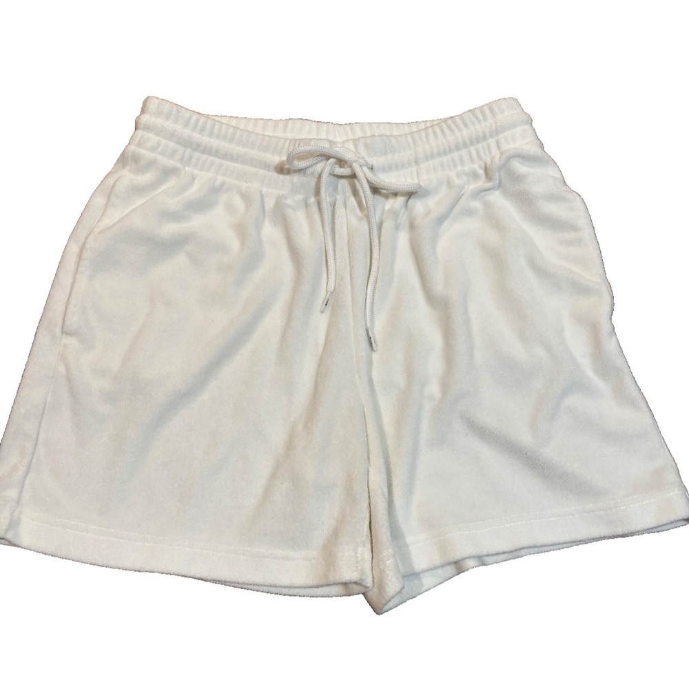 NWOT TNA Aritzia Towel Terry Boyfriend Shorts white sz small cozy beach travel